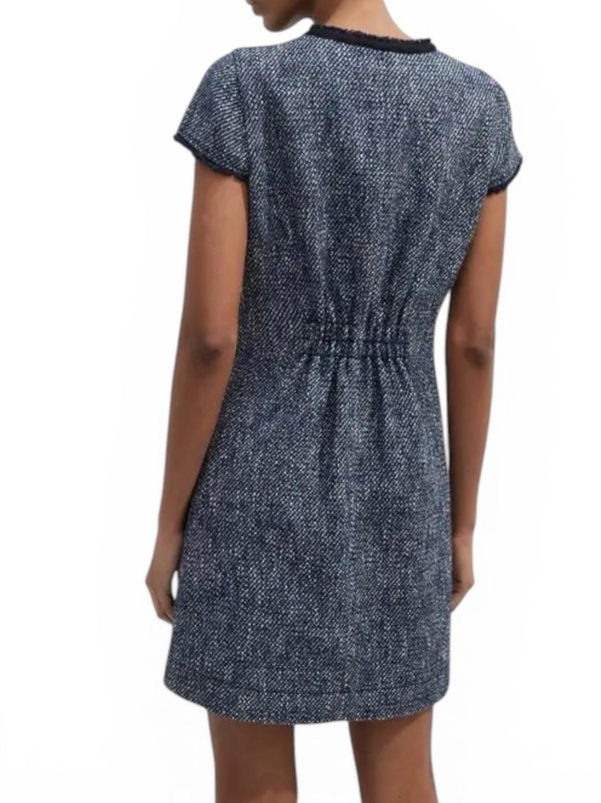 ME+EM Tweed Mini Dress Navy Gold Button Women's US 8 UK 12 SS25 Current Season - view 3