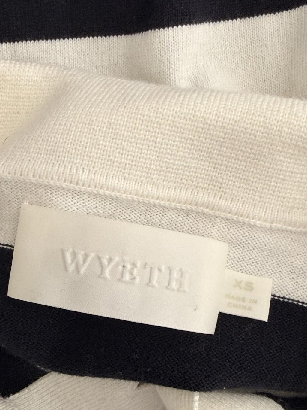 Wyeth Navy White Striped Knit Polo Sweater Cotton Cashmere Womens XS Preppy Top - view 5