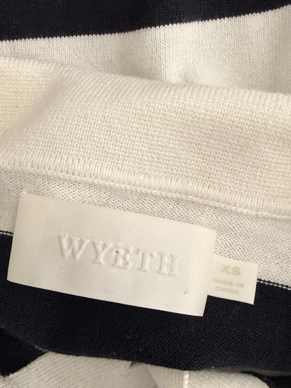 Wyeth Navy White Striped Knit Polo Sweater Cotton Cashmere Womens XS Preppy Top - view 5