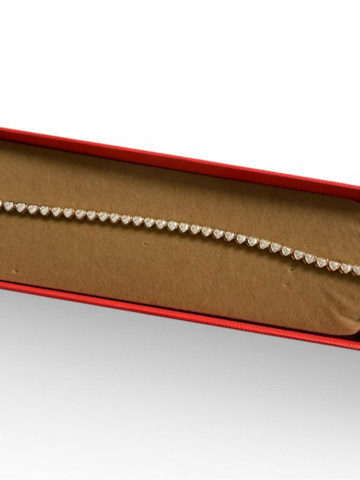 Melanie Auld Heart Tennis Bracelet Gold Tone 925 CZ Dainty Gift - view 3