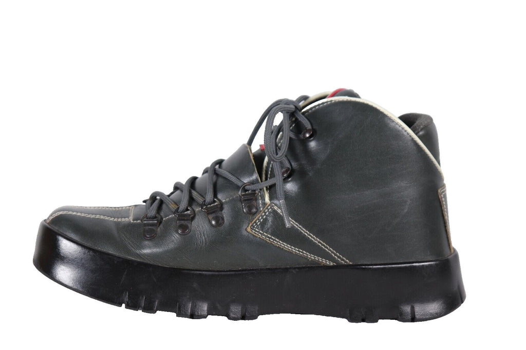 Prada Women’s Size IT 40 Green Leather Hiking Combat Boots Linea Rossa Vintage - view 6