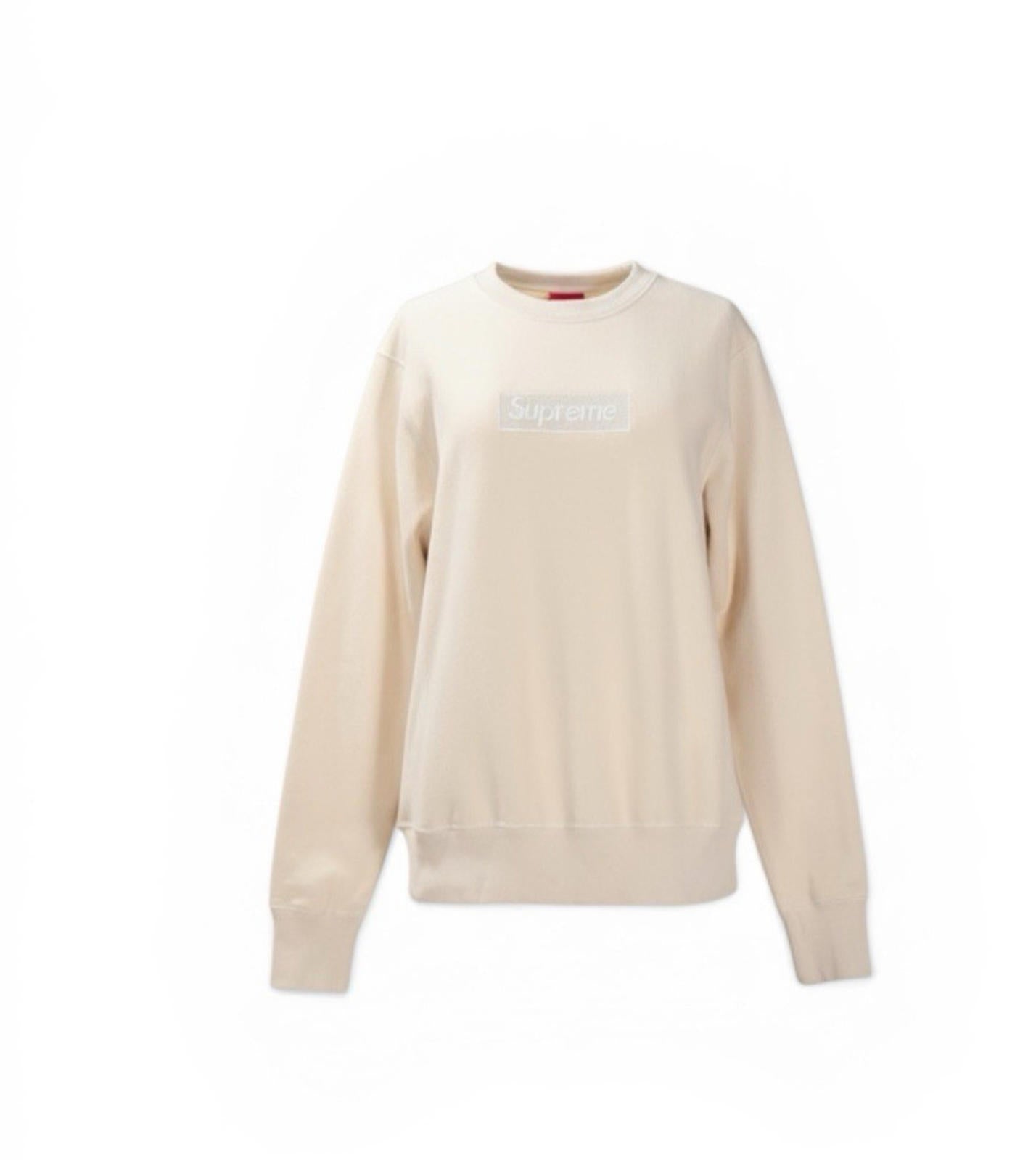 Supreme Men Box Logo Crewneck Sweatshirt Cream Medium Canada FW18 Pullover Shirt