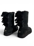 UGG Australia Bailey Bow II Black Sheepskin Boots Women's US 8 EU 39 Lace Up