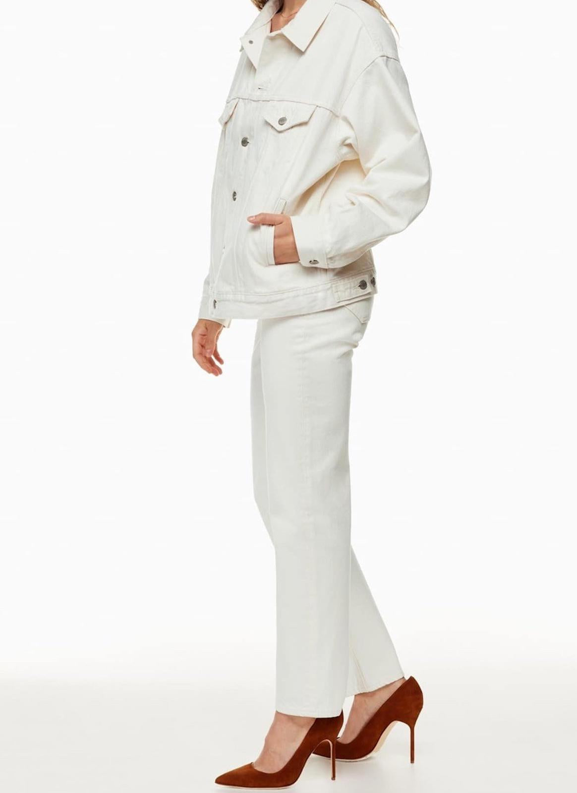 Denim Forum Ali Jacket Women’s Size XXS Bone White Organic Cotton Aritzia Coat - view 3
