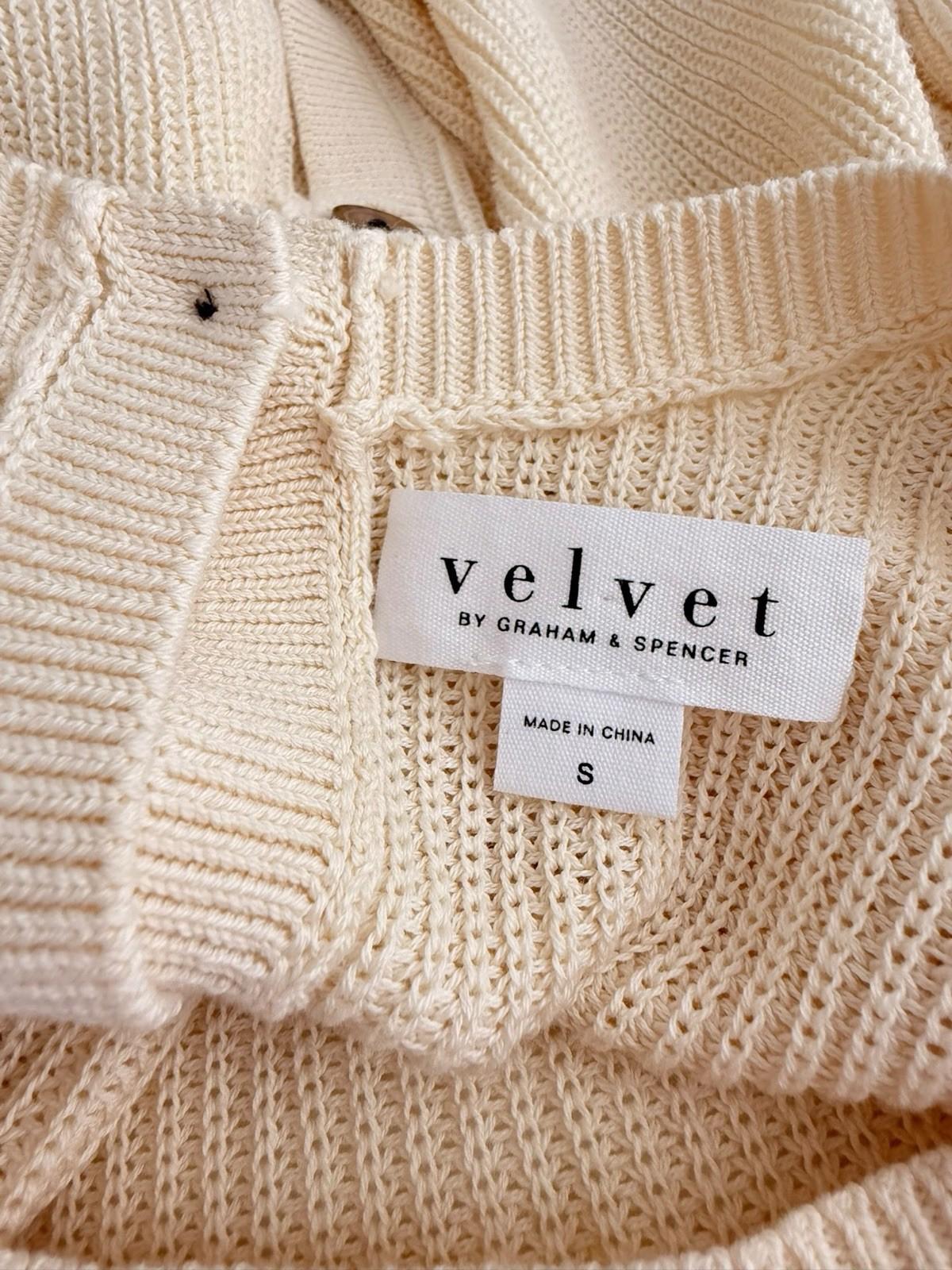 Velvet by Graham Spencer Women's Small Hydie Cream Cotton Button Back Sweater - view 5