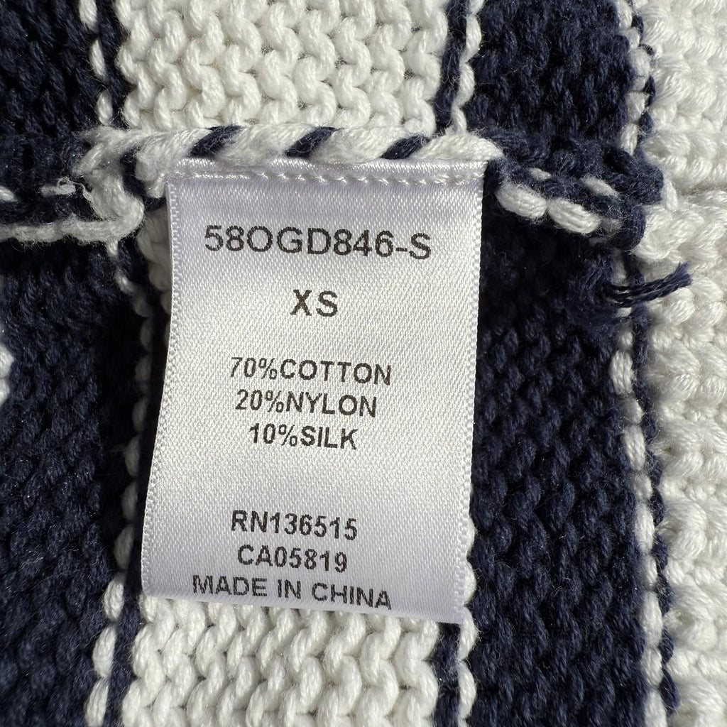 One Grey Day Leni Hoodie Navy Combo Striped Cotton Silk Knit Sweater Women’s XS - view 10