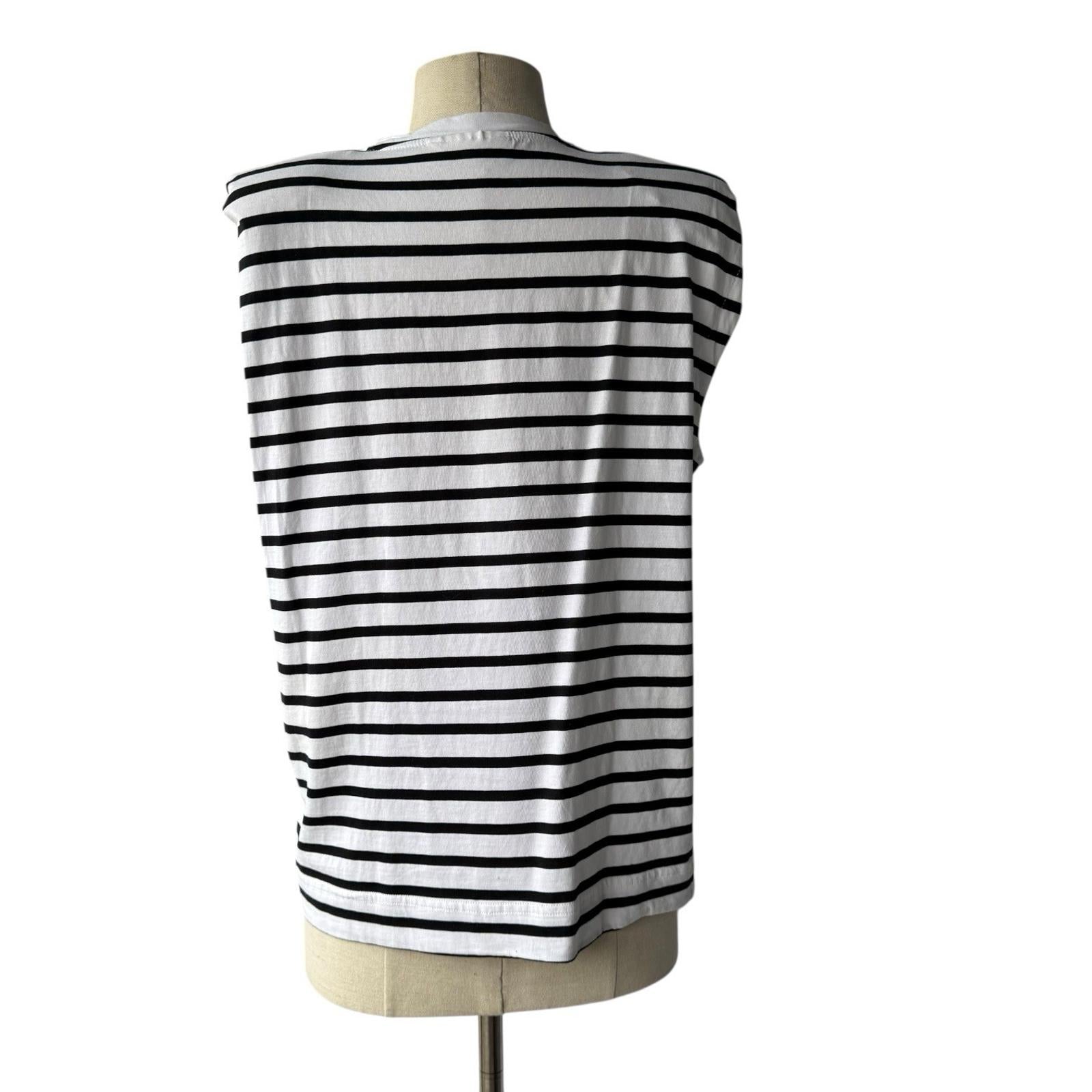 InWear Women EmmiIW Tank Top XS White Black Striped Cotton Sleeveless Tee Shirt - view 5