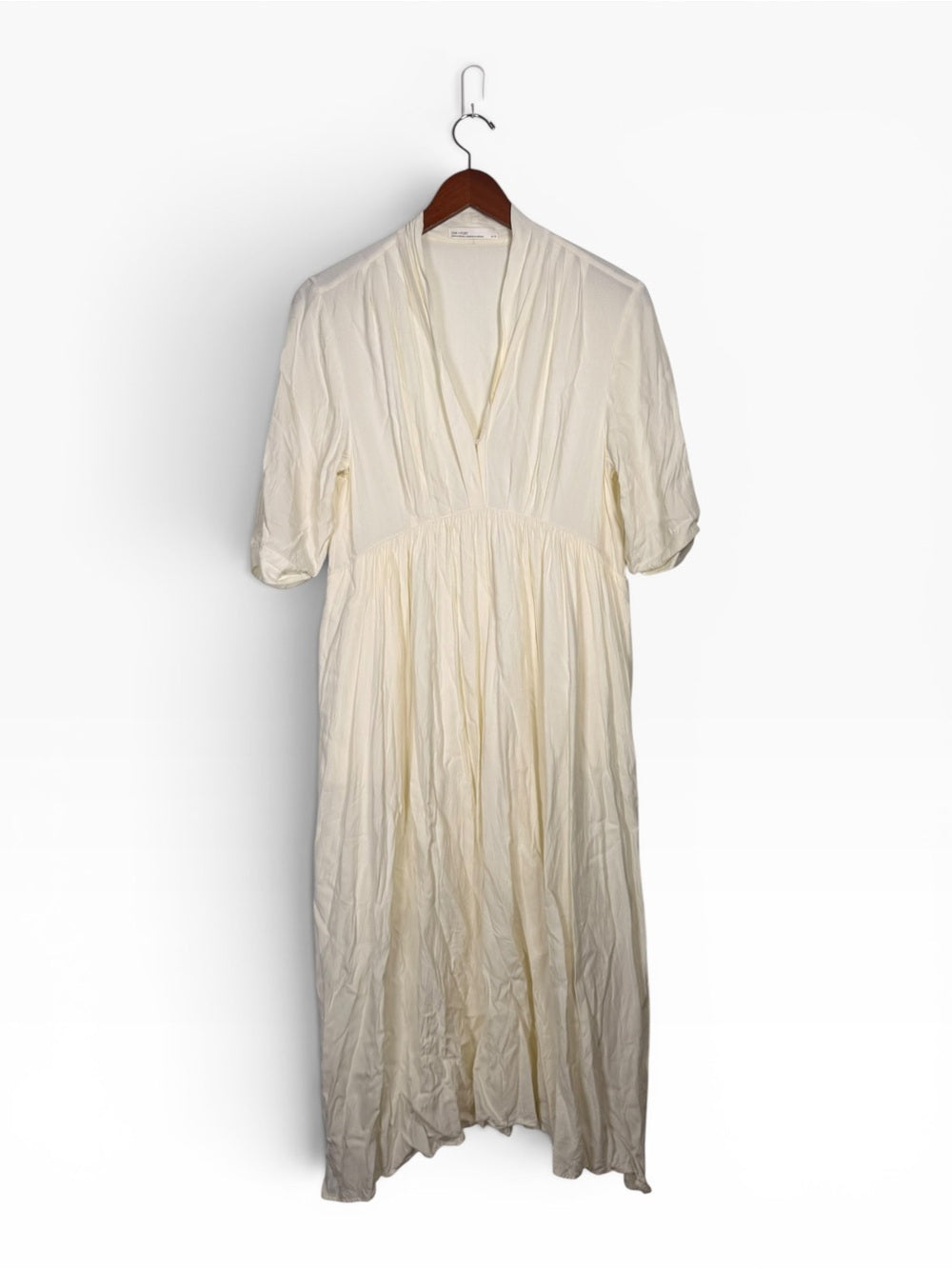 Oak + Fort Butter Yellow Midi Dress XS Button Front Short Sleeve Women's Flowy - view 6