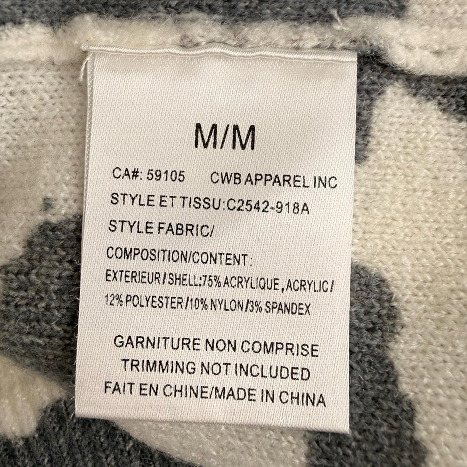 Neutral Leopard Print Fuzzy Knit Sweater Women Size Medium Grey Ivory Pullover - view 7