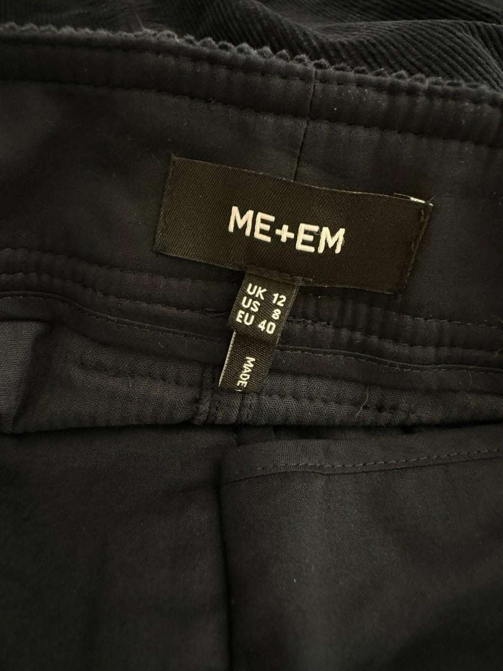 ME+EM Women’s Size US 8 Navy Blue Corduroy A-Line Mini Skirt Cotton Lined UK 12 - view 7