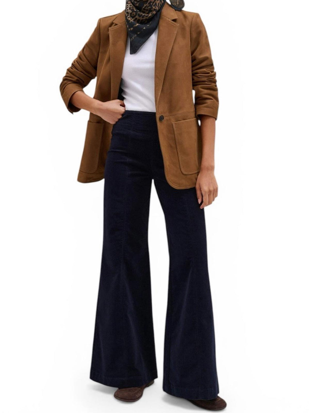ME+EM Travel Palazzo Pant Navy Italian Cord Women's US 10 UK 14 SS25 Wide Leg