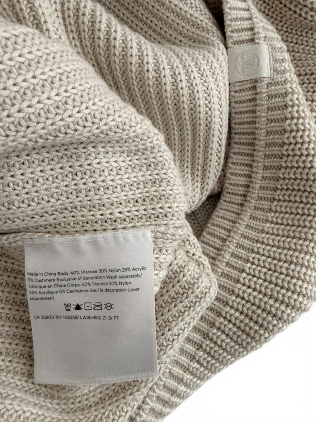 Lululemon Ribbed Turtleneck Sweater Cashlu Knit Cream Relaxed Fit - view 9