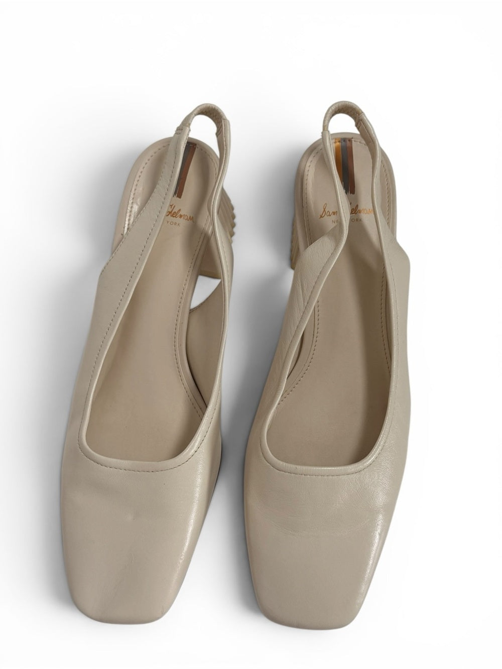 Sam Edelman Leather Slingback Block Heel Pumps Ivory Women 7.5 Square Toe Toren - view 4