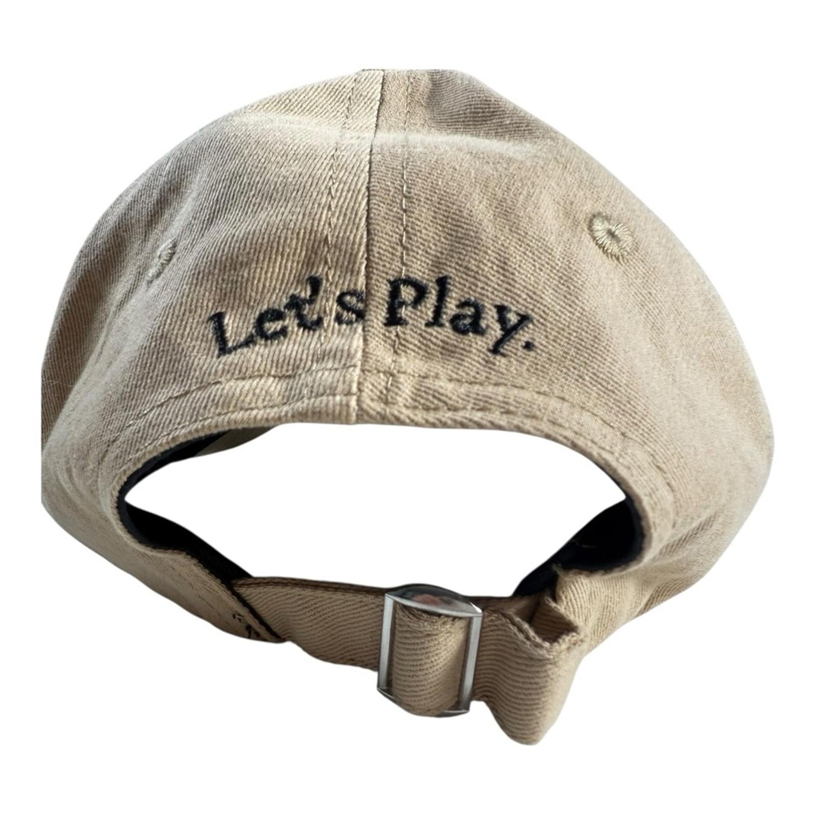 Melanie Auld Tennis Club Embroidered Cotton Baseball Cap Tan Adjustable Strap - view 4