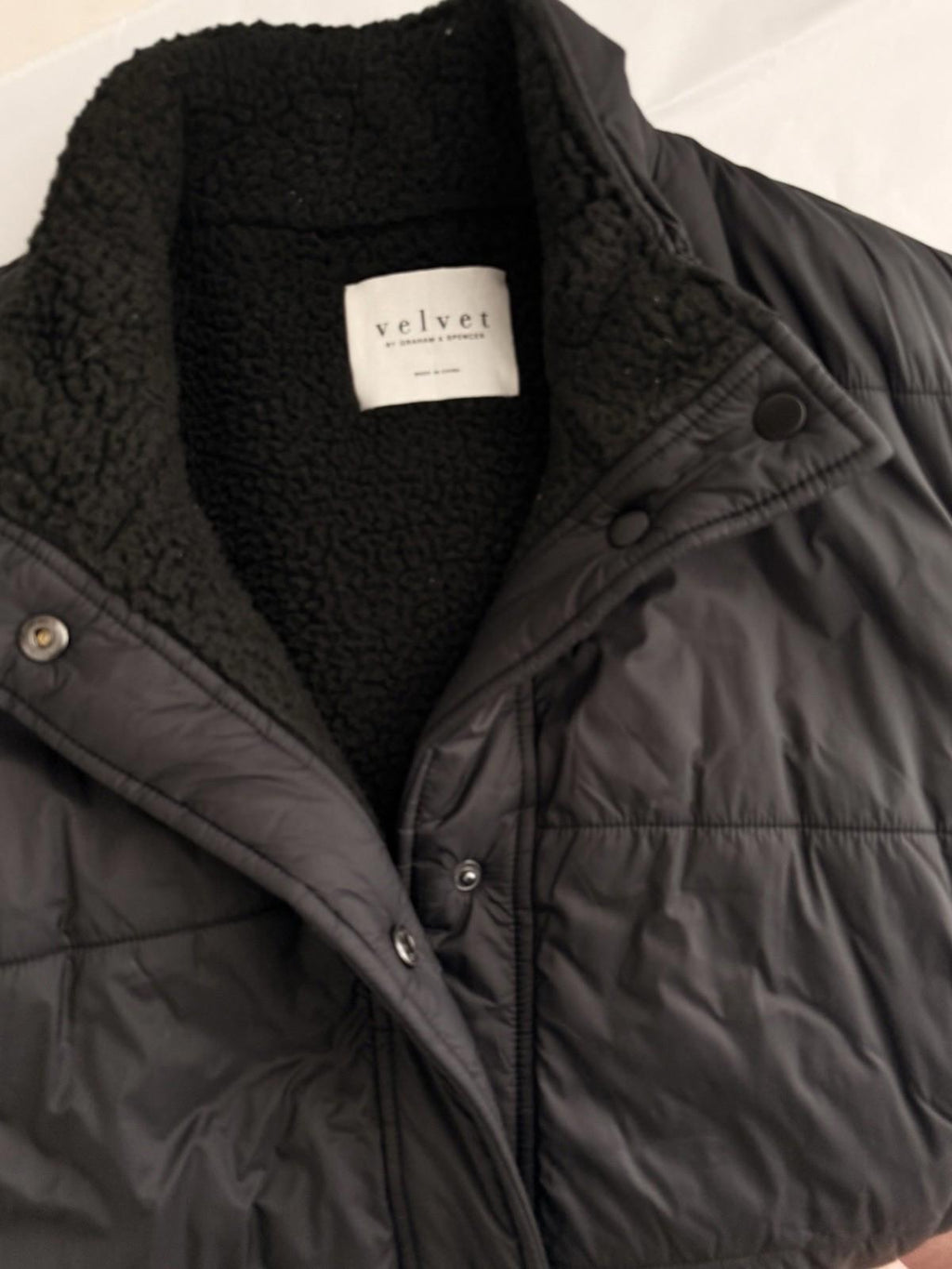 Velvet Graham Spencer Reversible Sherpa Vest Black Puffer Womens Small Cozy Zip - view 11