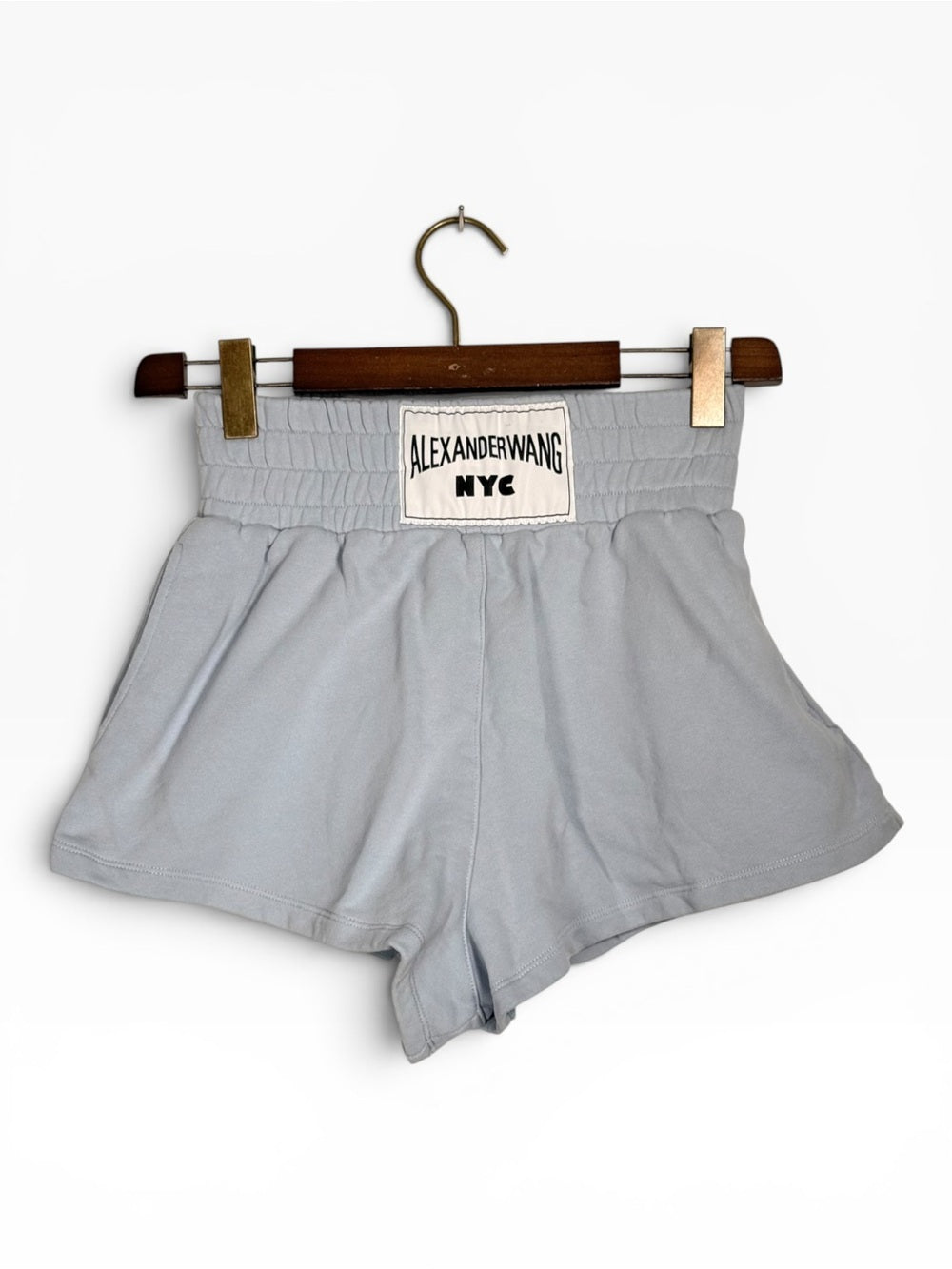 Alexander Wang NYC Terry Boxing Shorts Sea Blue Logo Waist Size Small EU 38 - view 4