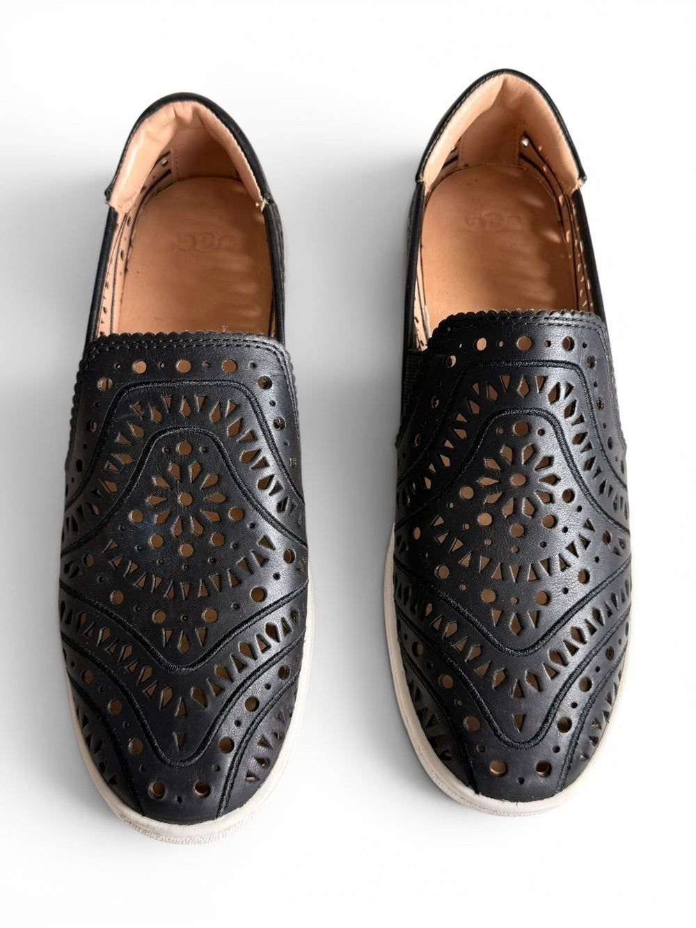 UGG Sammy Black Perforated Leather Slip On Sneakers Women's 9 - view 10