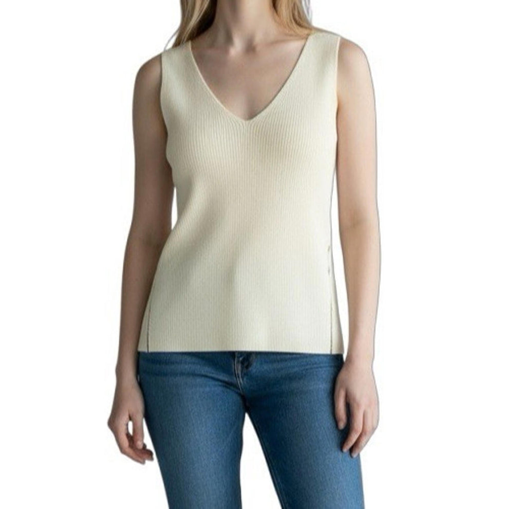 & Other Stories Atelier Women’s Ribbed Knit Ivory V-Neck Tank Top Small Shirt