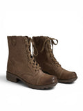 Rockport Women's Brown Leather Combat Boots Lace Up Zip Ankle Boots Size 8