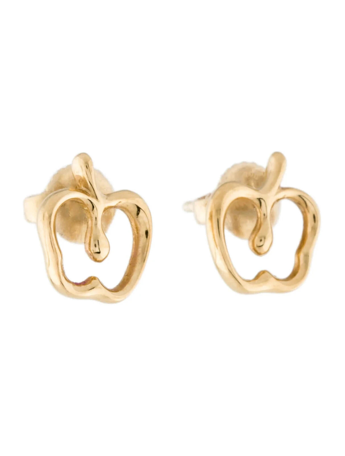 Tiffany & Co. Unisex 18K Yellow Gold Apple Earrings Pierced Elsa Peretti Studs - view 2