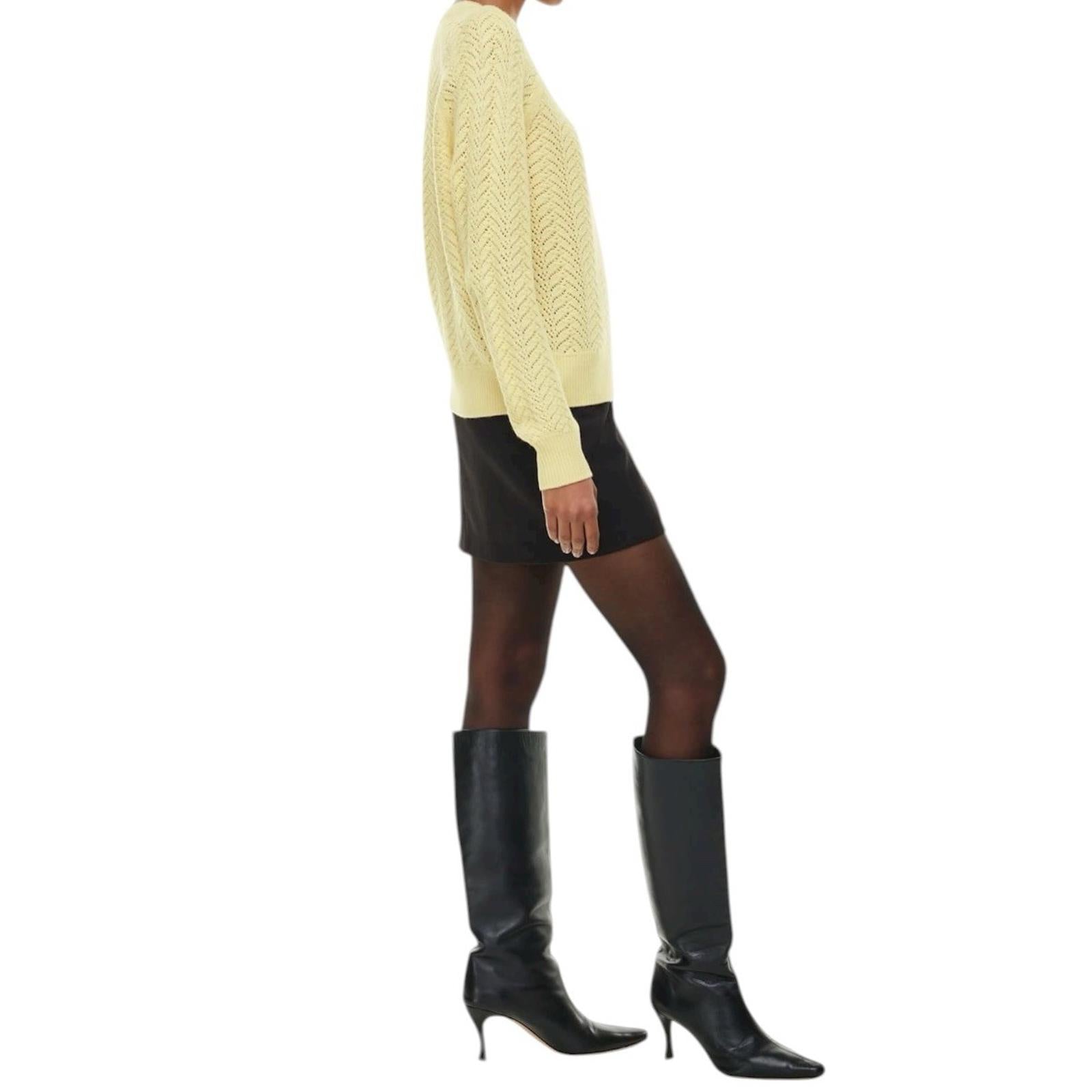 Wilfred Arbor Sweater XS Yellow Merino Wool Cable Knit Crewneck Women’s Aritzia - view 5