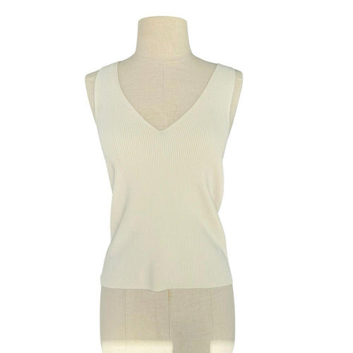 & Other Stories Atelier Women’s Ribbed Knit Ivory V-Neck Tank Top Small Shirt - view 2