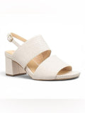 Clarks Sheer55 Sling White Snake Leather Block Heel Sandals US 9.5 NEW