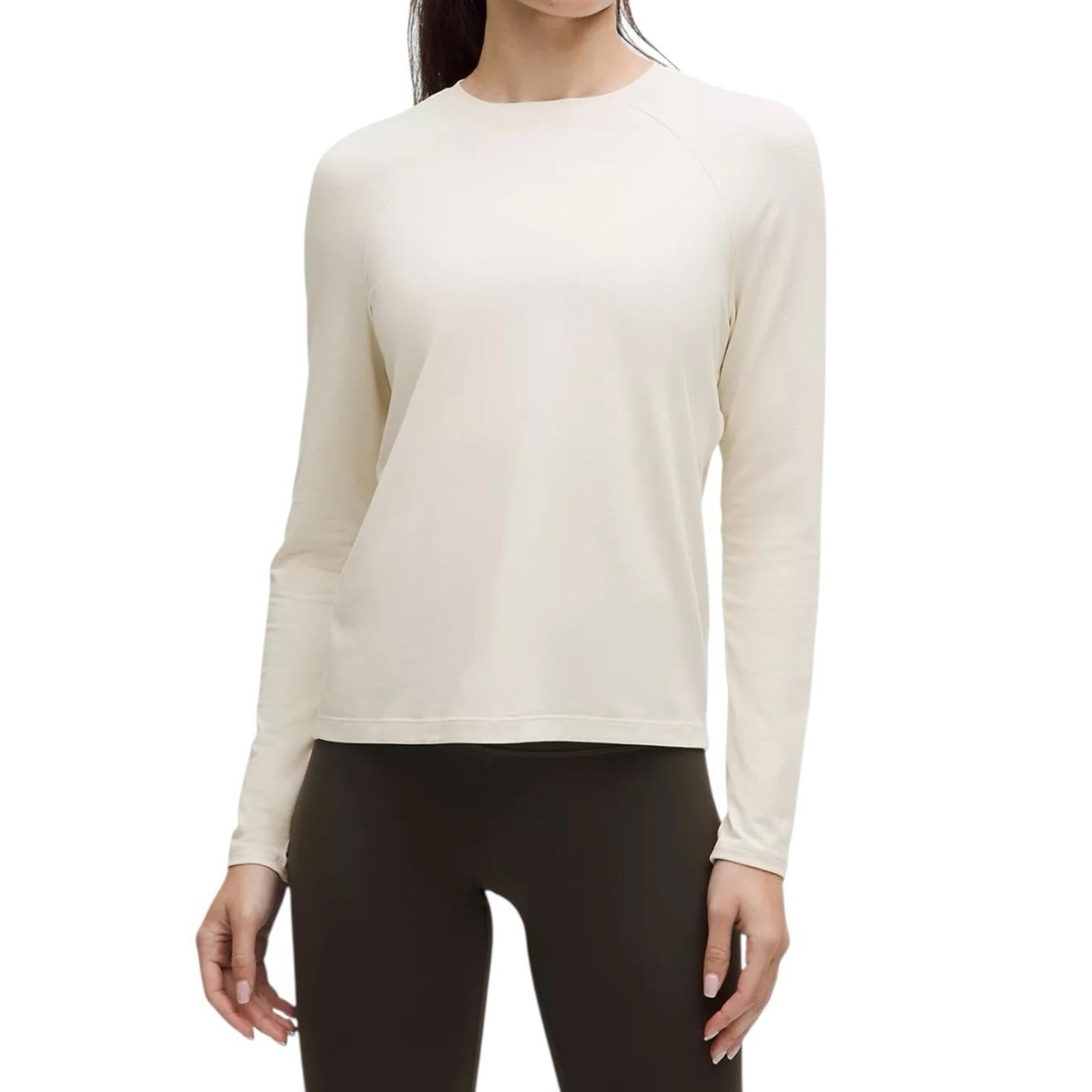 Lululemon Women Light Ivory License to Train Classic Fit Long Sleeve Shirt US8 M