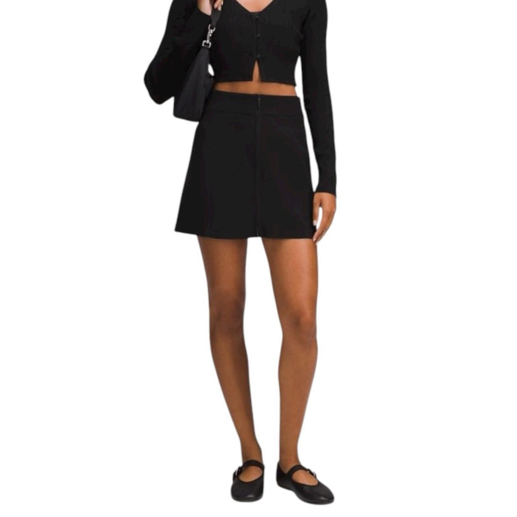 Lululemon Ribbed-Knit Mini Skirt Black NWT Size Small High Rise Stretch Casual