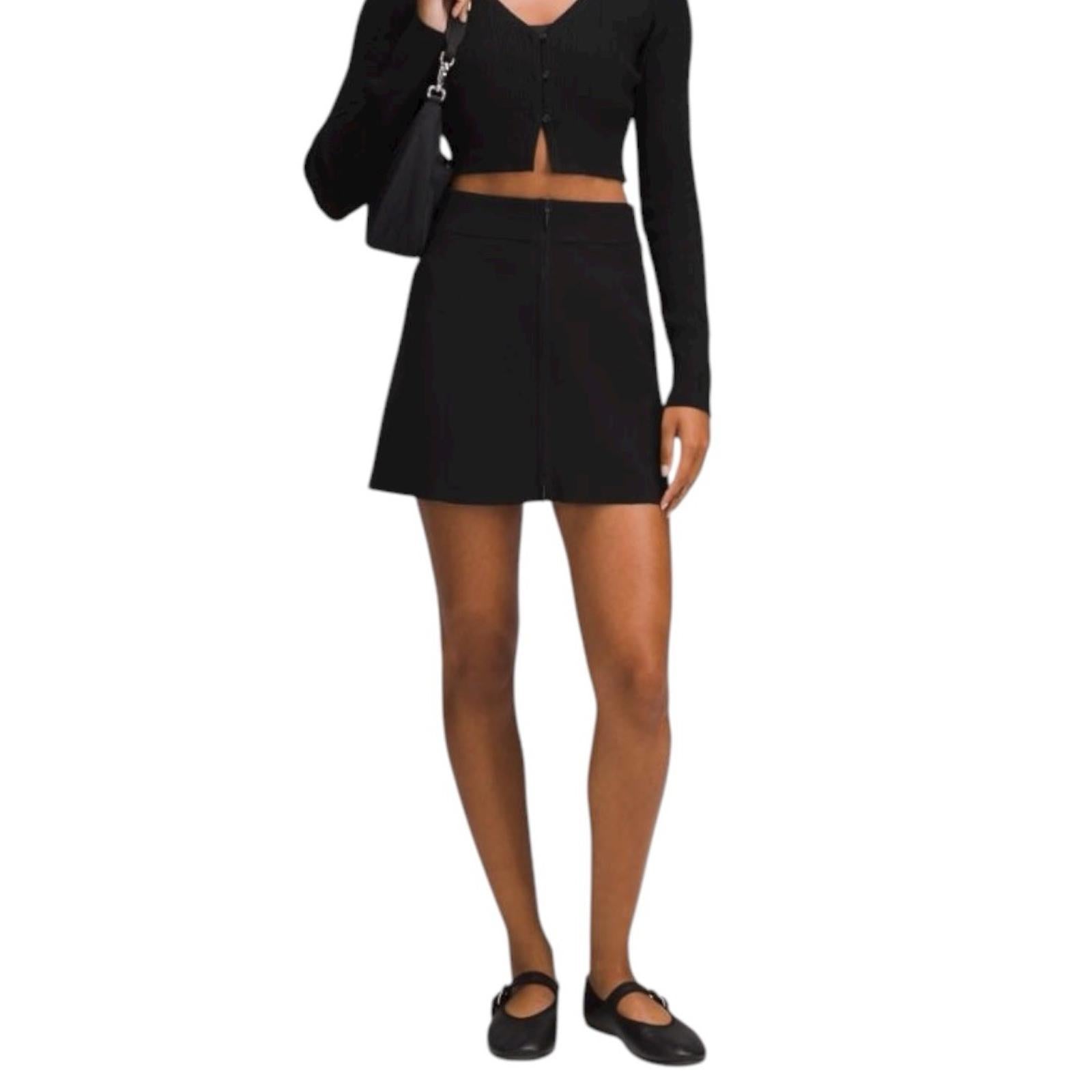 Lululemon Ribbed-Knit Mini Skirt Black NWT Size Small High Rise Stretch Casual