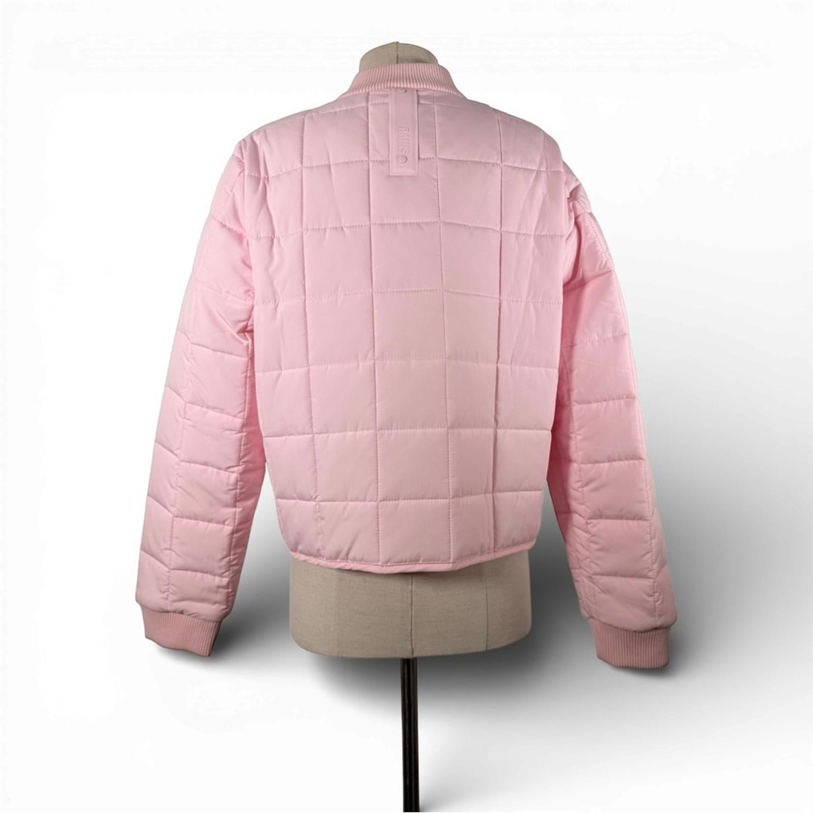 Rains Women’s Medium Liner Bomber Jacket Candy Pink Quilted Lightweight Coat - view 8