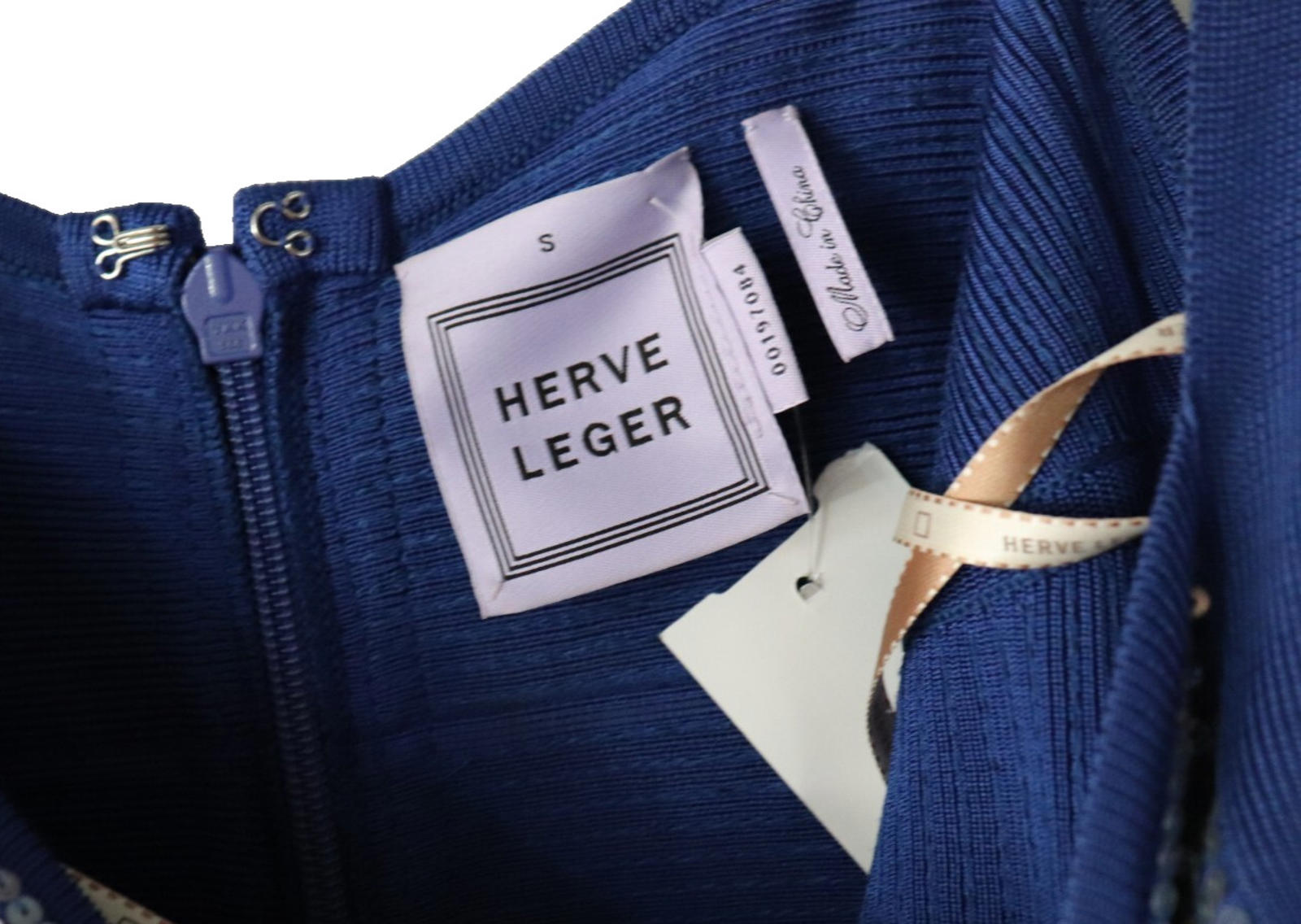 Herve Leger Women Small Ultramarine Blue Katherine Dress Sequin Y2K Bodycon Mini - view 5