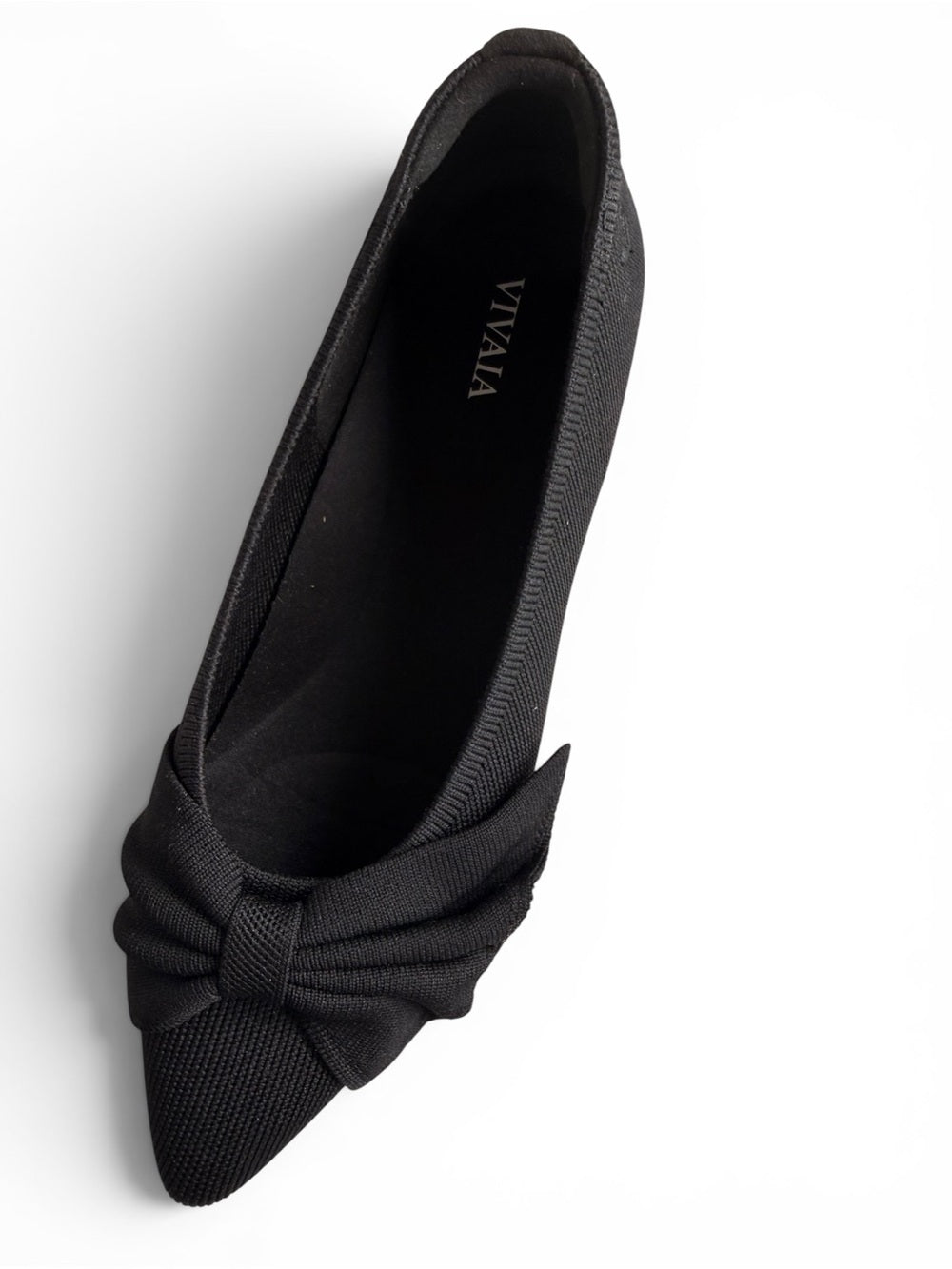 VIVAIA Black Pointed Toe Bow Azura Flats Women's US 8.5 Washable Knit Slip On - view 3