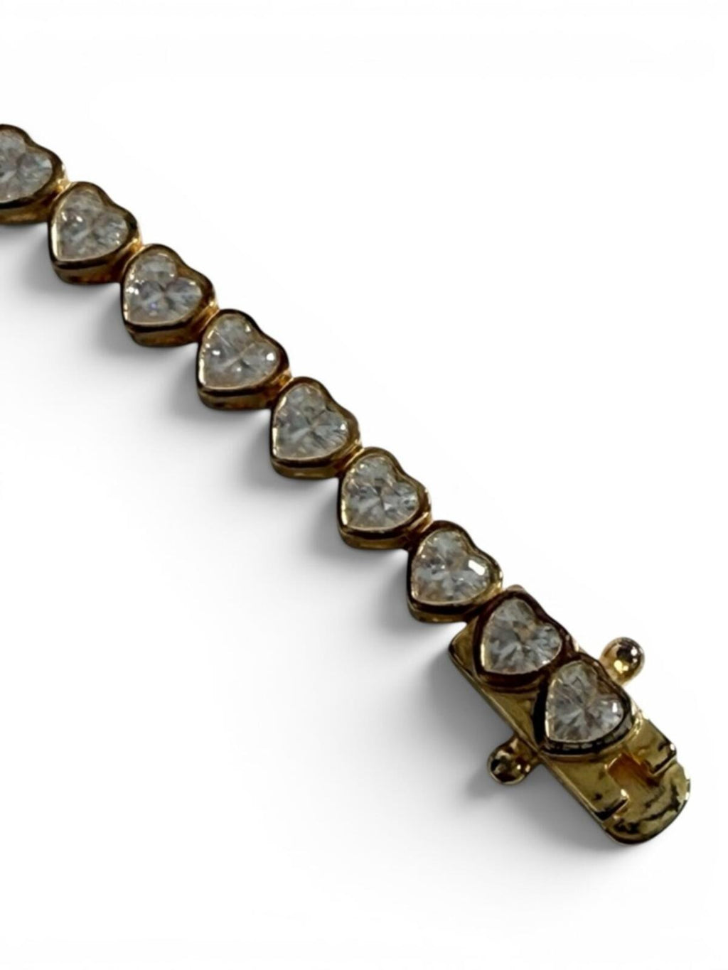 Melanie Auld Heart Tennis Bracelet Gold Tone 925 CZ Dainty Gift - view 9