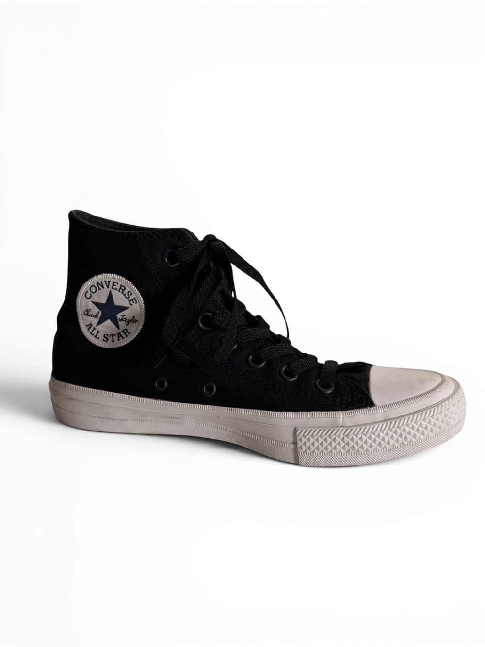 Converse Black High-Top Canvas Sneakers with White Toe - view 2