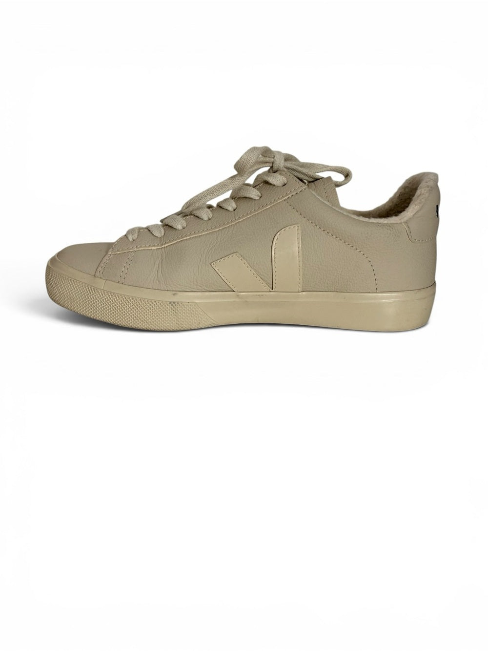 Veja Campo Shearling Leather Sneakers Women's US 8 EU 39 Cream Low Top Shoes - view 4