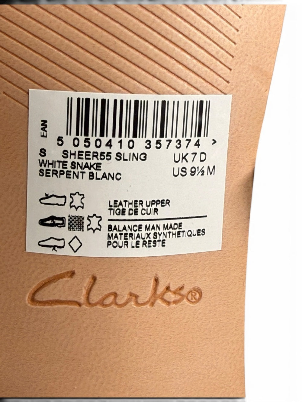 Clarks Sheer55 Sling White Snake Leather Block Heel Sandals US 9.5 NEW - view 9