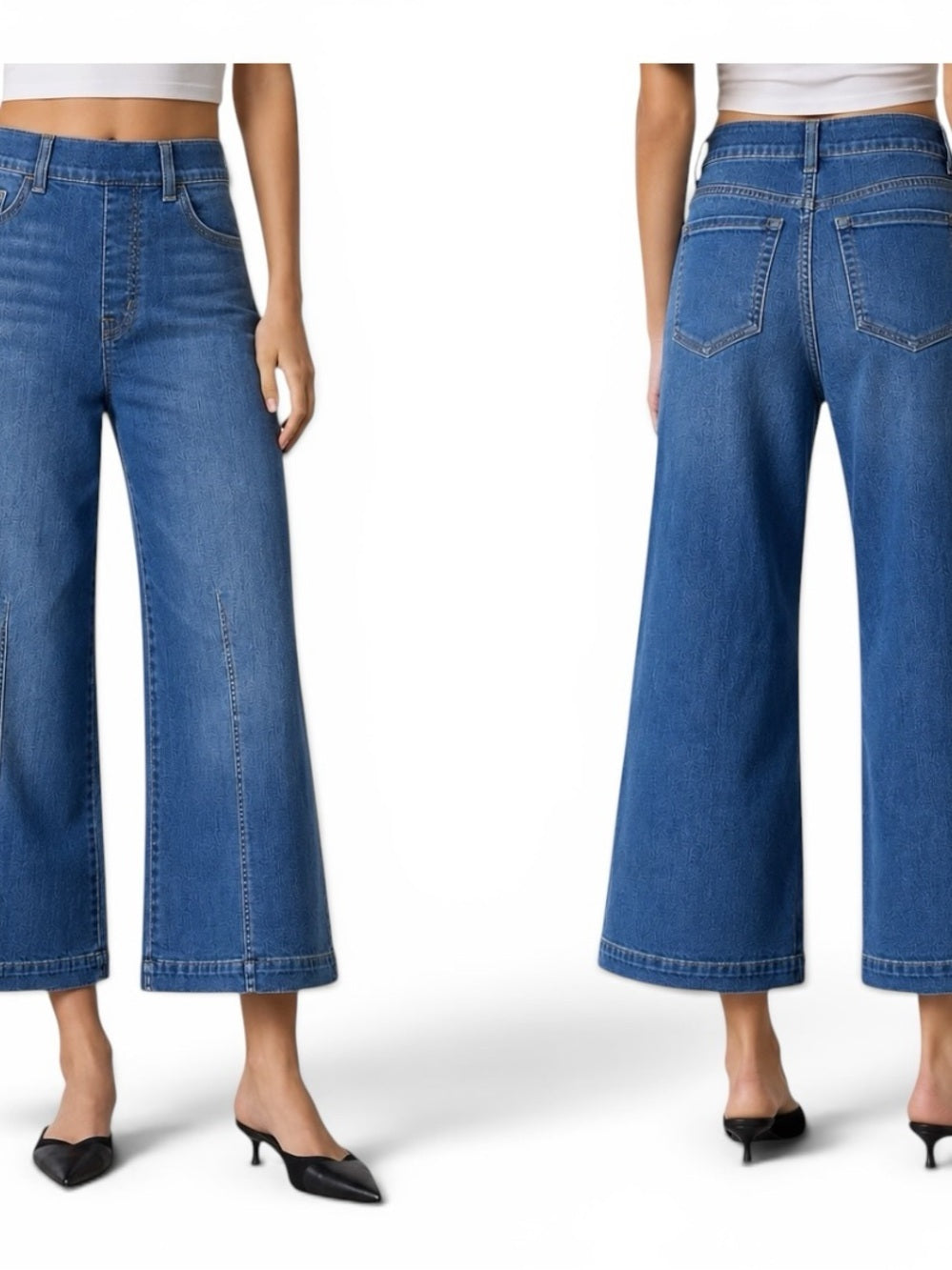 Spanx Petite Wide Leg Jeans Women's M Medium Vintage Indigo Pull-On High Rise - view 4