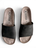 Mephisto Air Relax Black Leather Slide Sandals Women's EU 39 US 8.5 Comfort Shoe