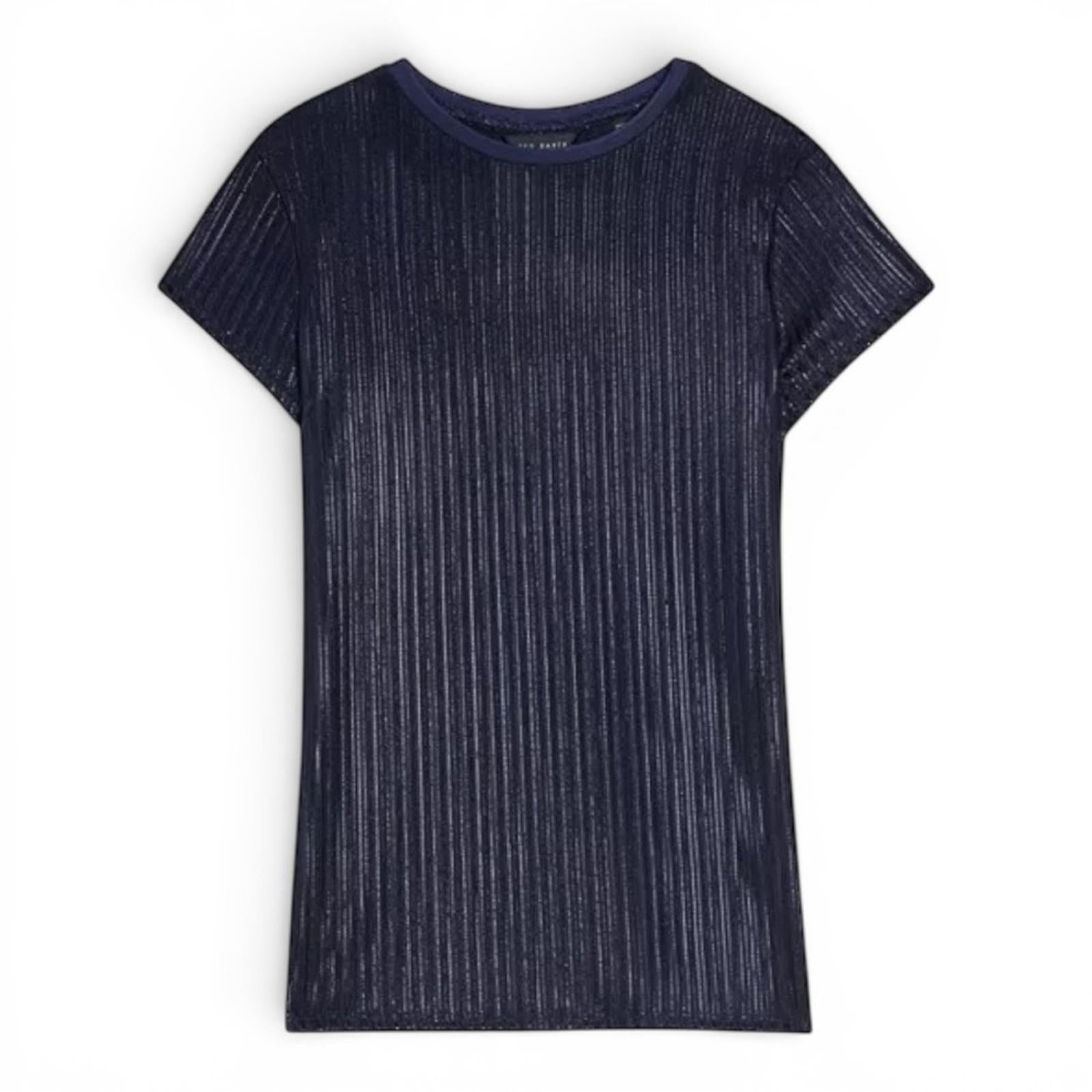 Ted Baker Women Katrino Metallic Rib Knit Tee Navy Short Sleeve Top Size 2 Small - view 5