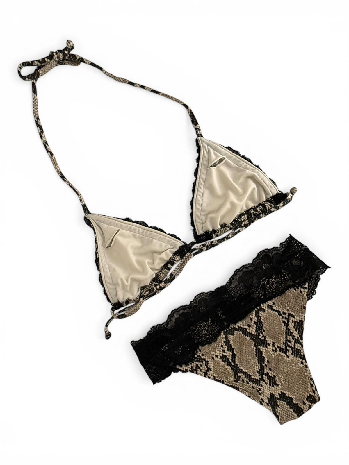 Beach Bunny Snake Print Bikini Set XS Black Lace Trim Limited Edition 1 of 500 - view 8