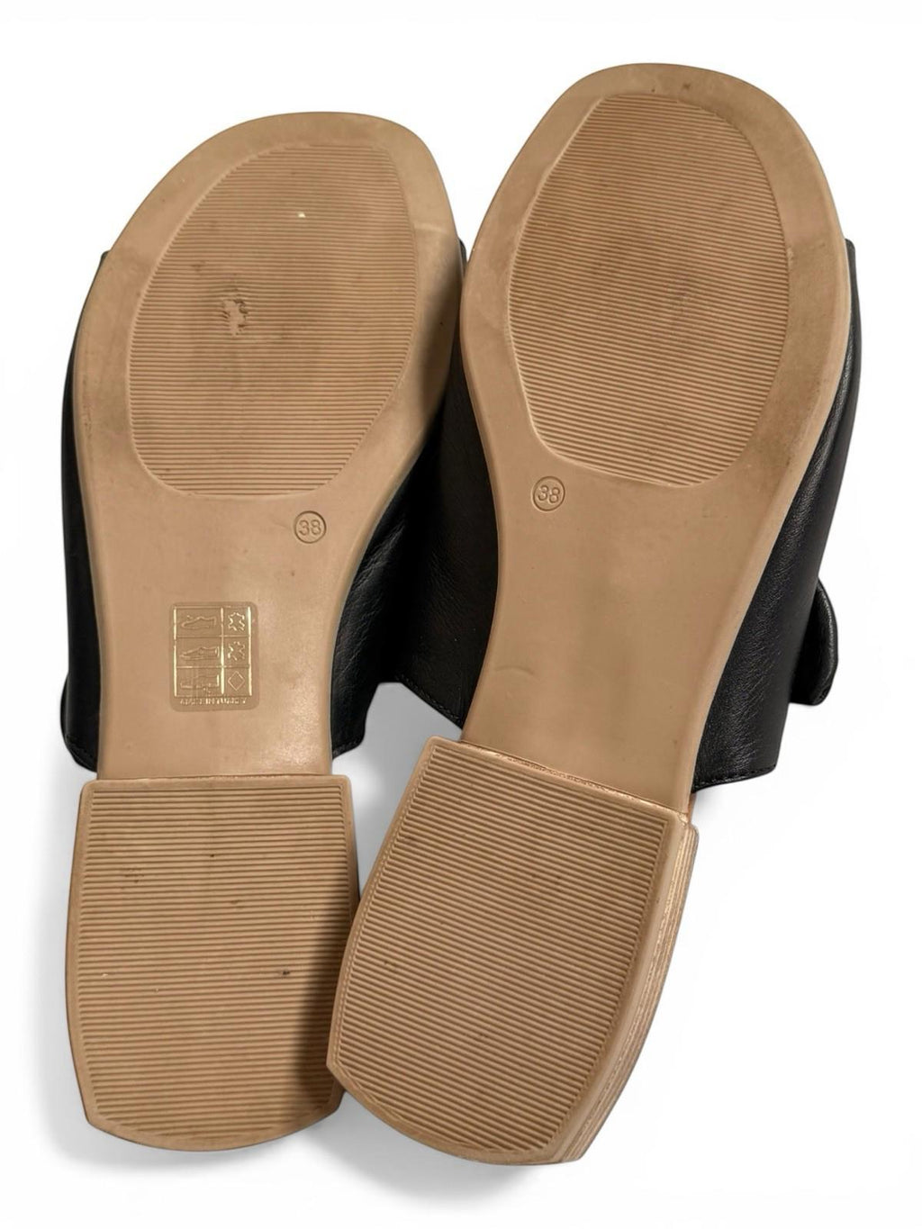 Bueno Black Leather Knot Slide Sandals Square Toe Slip On Size 38 US 7.5 Flats - view 7