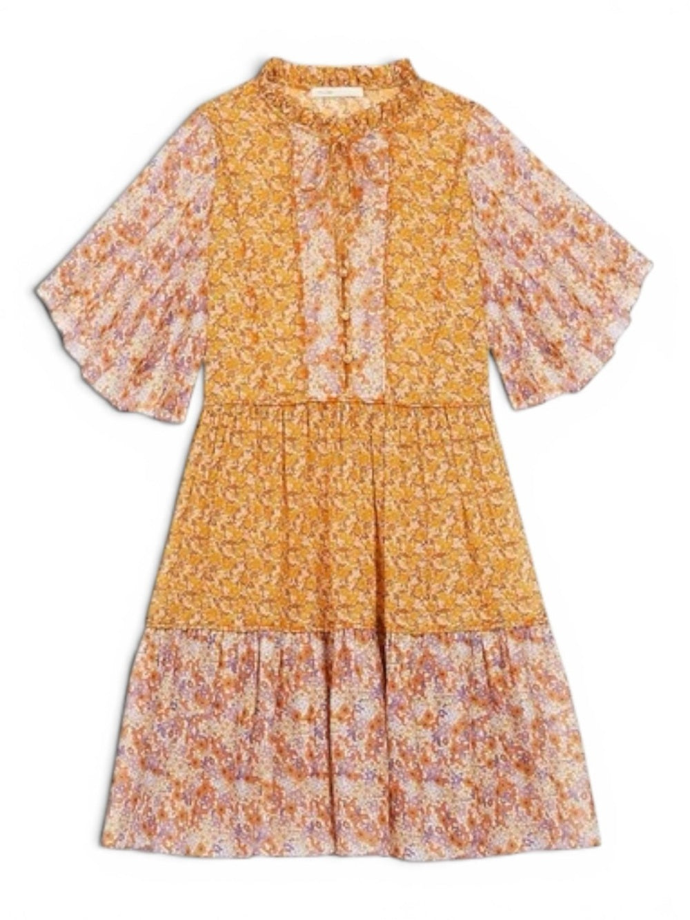Maje Rissolette Floral Cotton Voile Babydoll Dress Orange FR 38 US 6 Women Small - view 5