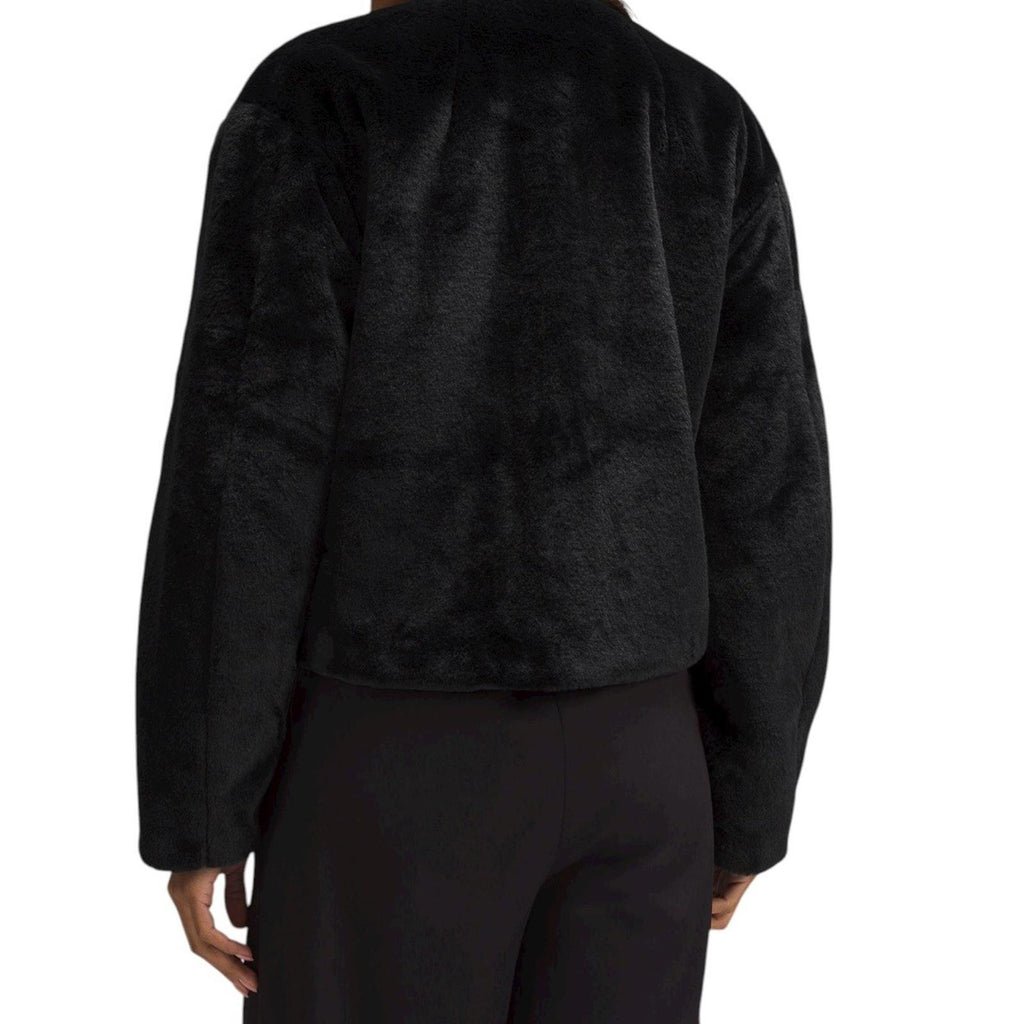 Lululemon Women Black Textured Fleece Reversible Faux Fur Jacket Size Small Coat - view 4