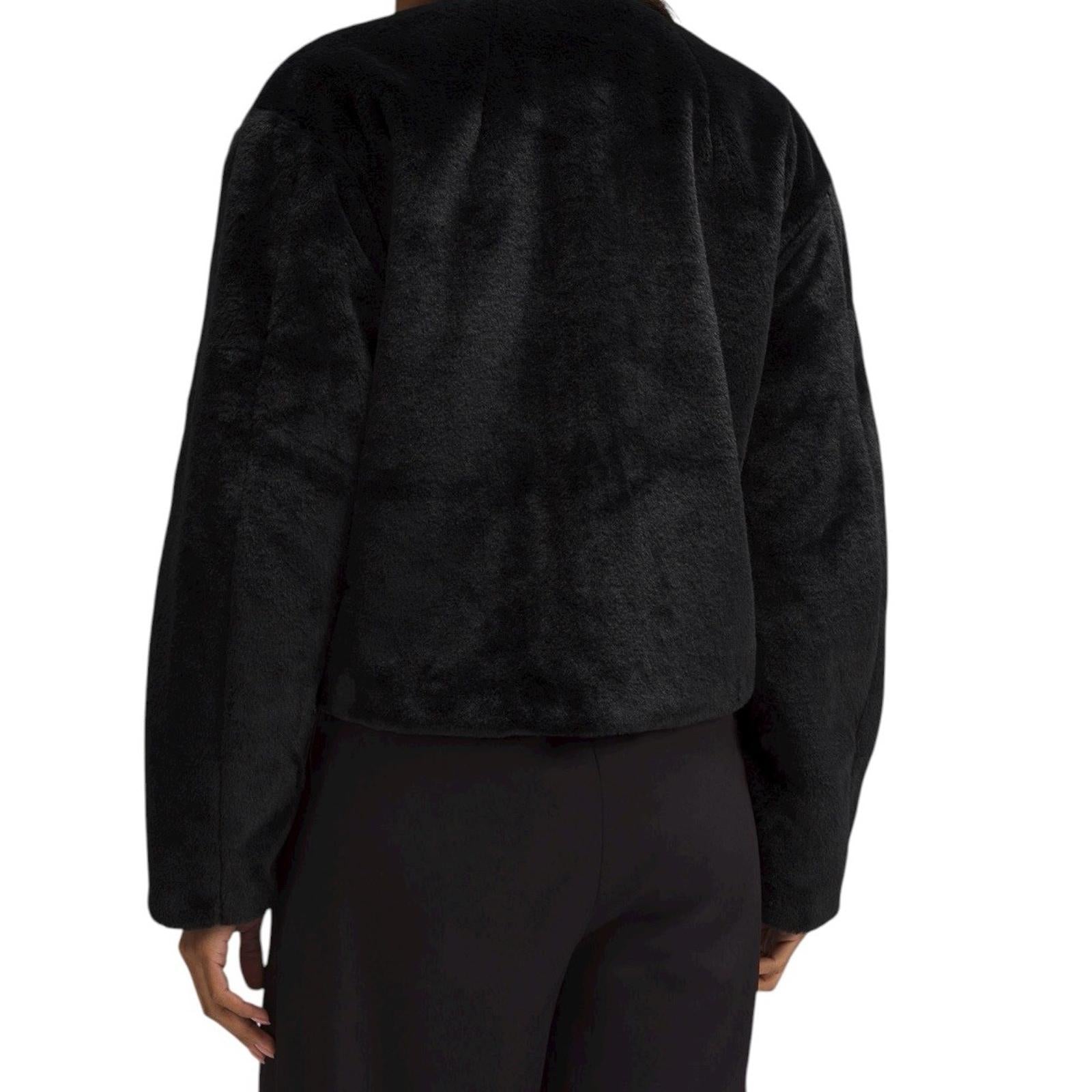 Lululemon Women Black Textured Fleece Reversible Faux Fur Jacket Size Small Coat - view 4