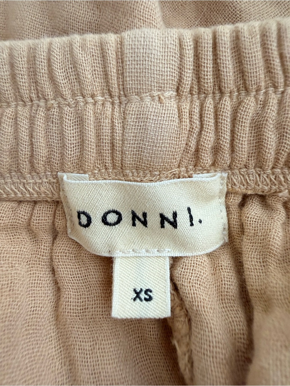 DONNI 100% Cotton Gauze Cargo Shorts Beige Tan Drawstring XS USA - view 4
