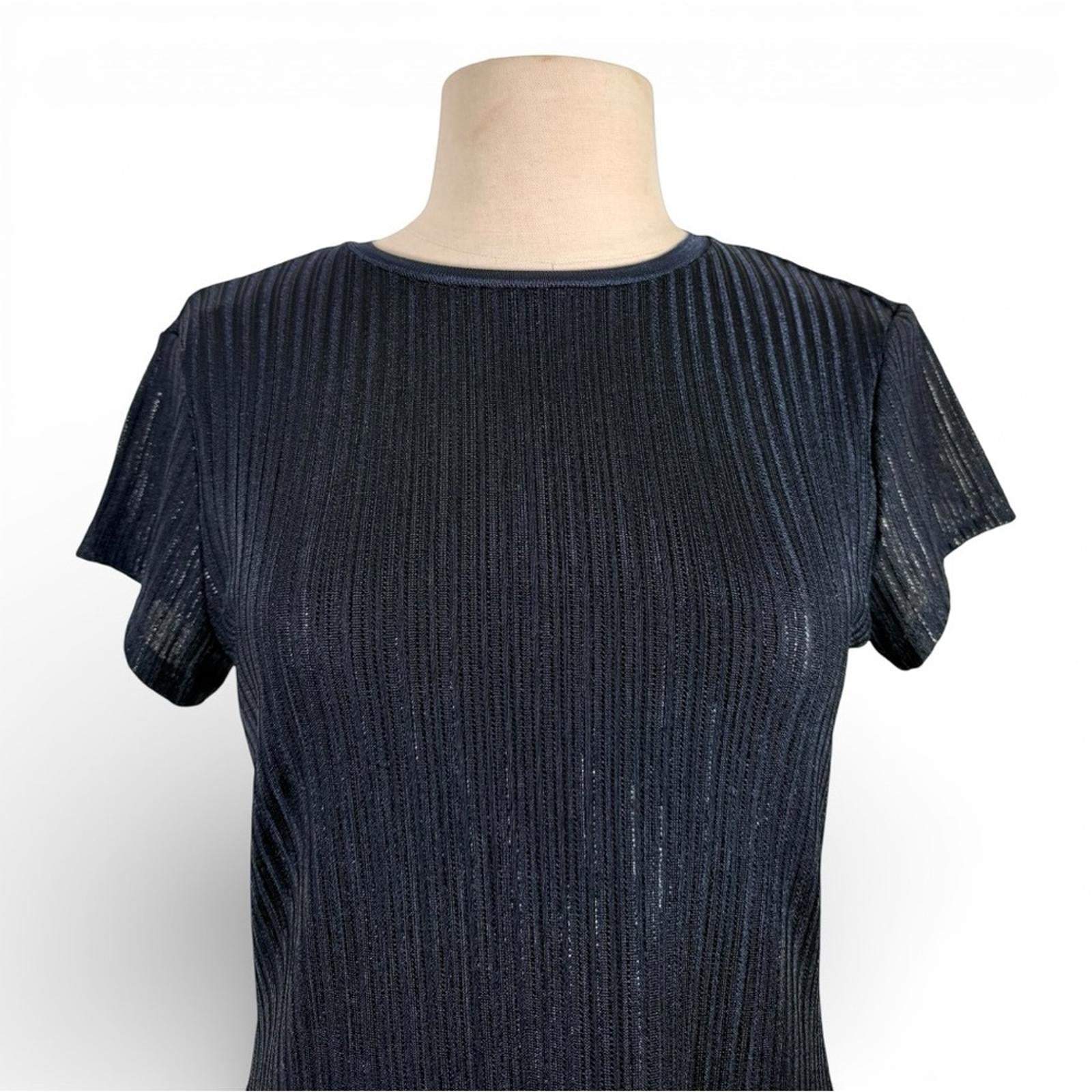 Ted Baker Women Katrino Metallic Rib Knit Tee Navy Short Sleeve Top Size 2 Small - view 7