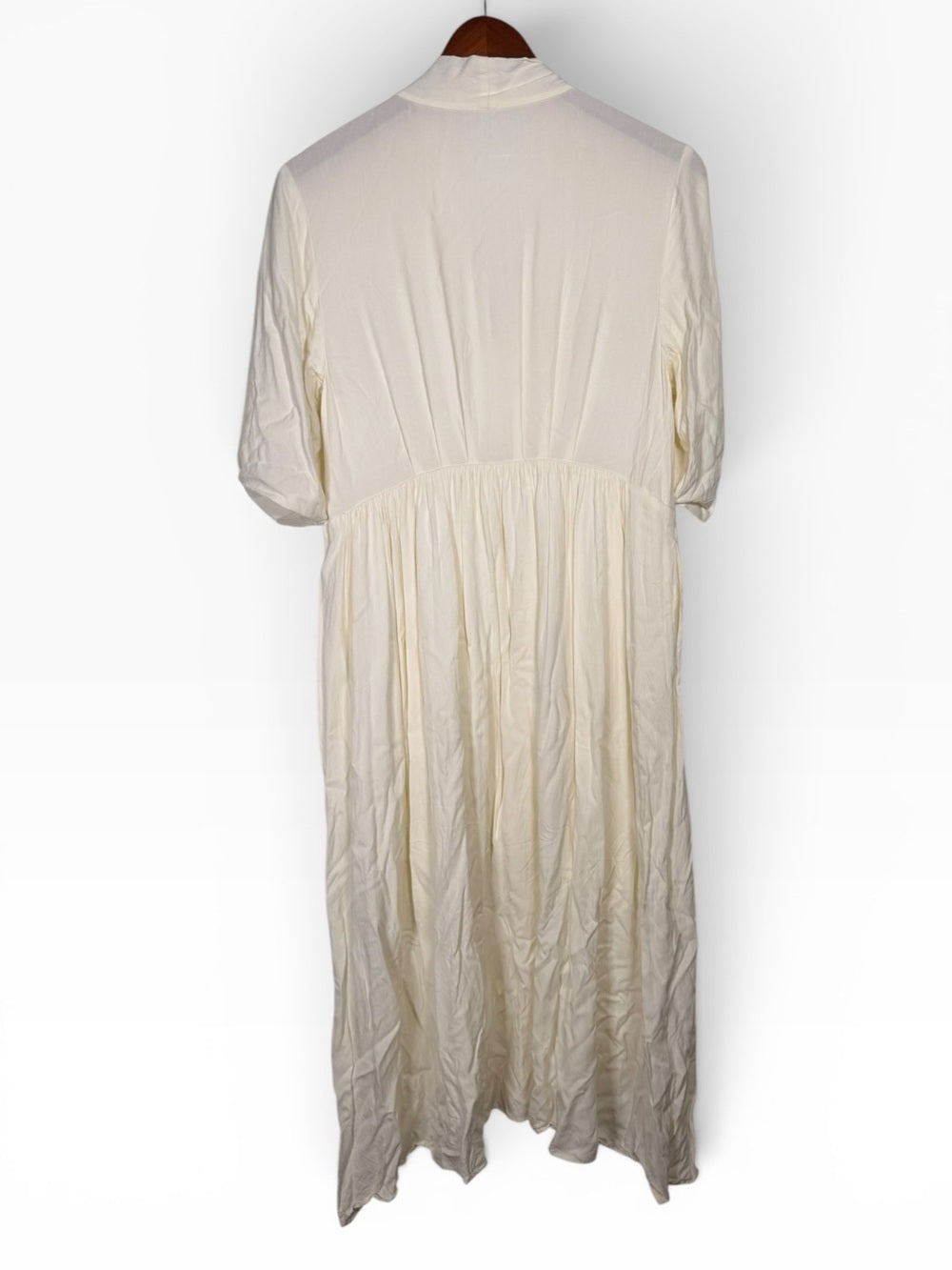Oak + Fort Butter Yellow Midi Dress XS Button Front Short Sleeve Women's Flowy - view 7