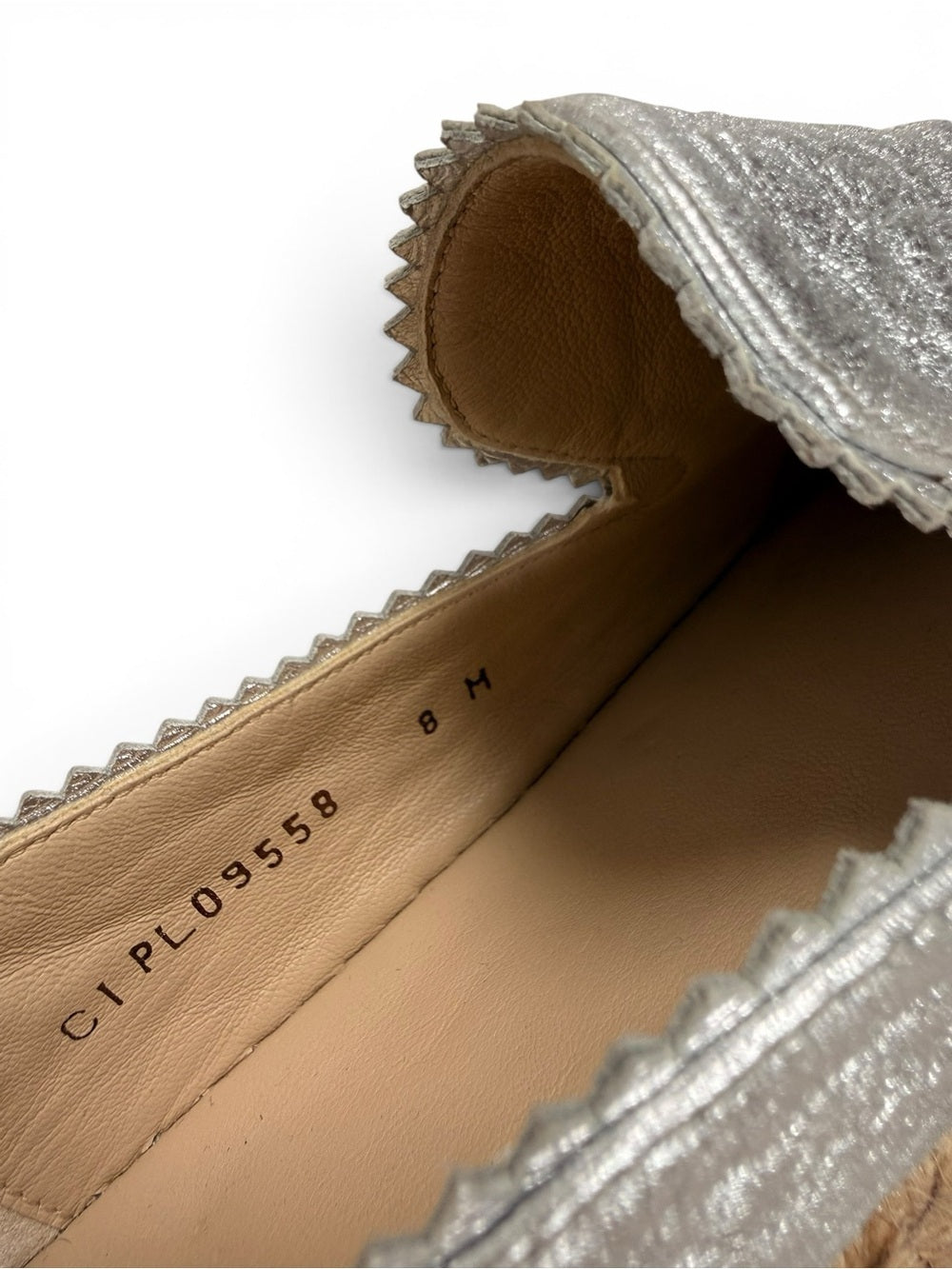 Stuart Weitzman Silver Leather Espadrille Flats Women's Size 8 Metallic Shoes - view 4