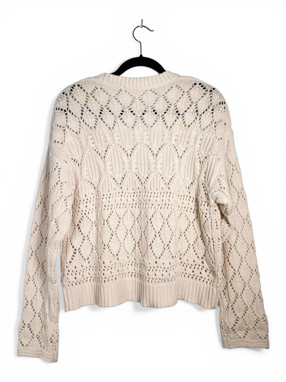 Splendid Dallas Open Knit Cardigan Cream Cotton Button Womens Small Sweater Top - view 4